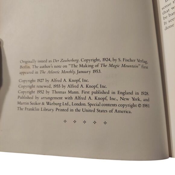 The Magic Mountain by Thomas Mann - Franklin Library - 1981 HC w/Gold Gilding - Picture 7 of 7